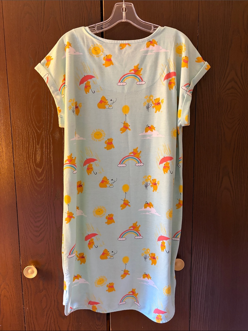 Disney Light Blue Winnie-the-Pooh Short Sleeve Nightgown with Yellow Prints - Picture 3 of 4
